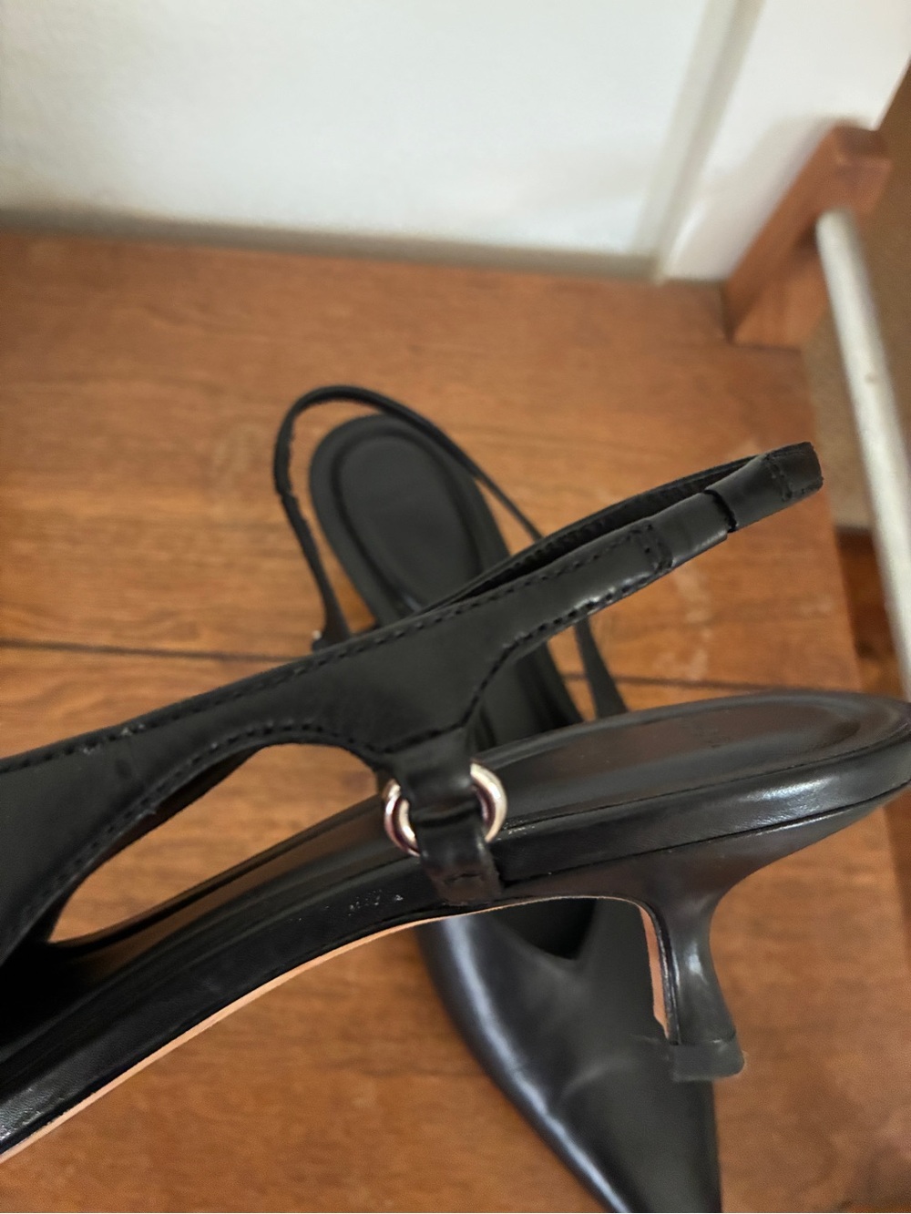 Vince Black Leather Slingback Heels - Picture 3 of 6